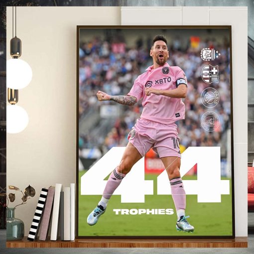 44th Trophy In Career For Trophy King Lionel Messi Home Decor Poster Canvas