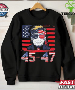 45 47 Donald Trump 2025 USA Flag Vintage Retro Funny Congrats T Shirt