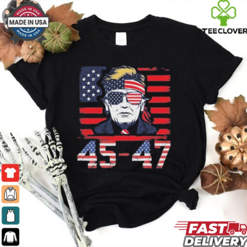 45 47 Donald Trump 2025 USA Flag Vintage Retro Funny Congrats T Shirt