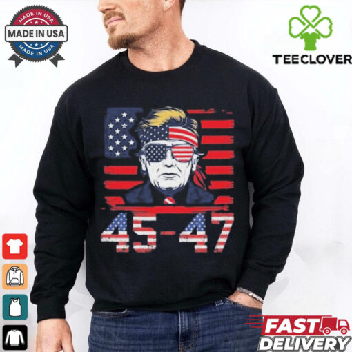 45 47 Donald Trump 2025 USA Flag Vintage Retro Funny Congrats T Shirt