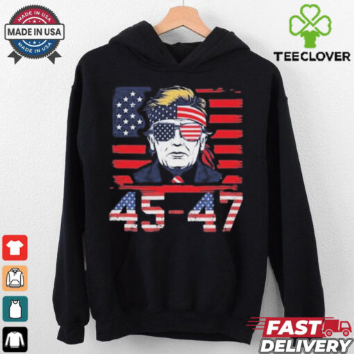 45 47 Donald Trump 2025 USA Flag Vintage Retro Funny Congrats T Shirt