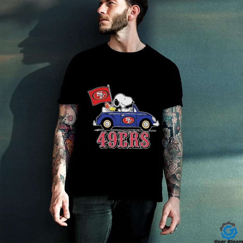 Snoopy And Woodstock San Francisco 49ers Driving Car 2023 shirt - Limotees