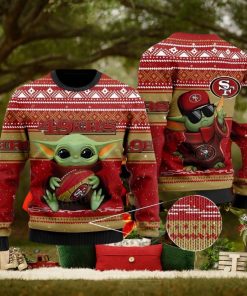 49ers Ugly Christmas Sweater Baby Yoda Hugging Ball San Francisco 49ers Gift
