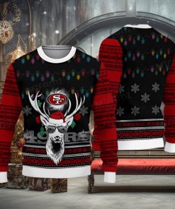 49ers Ugly Christmas Sweater Deer Head With Sunglasses San Francisco 49ers Gift
