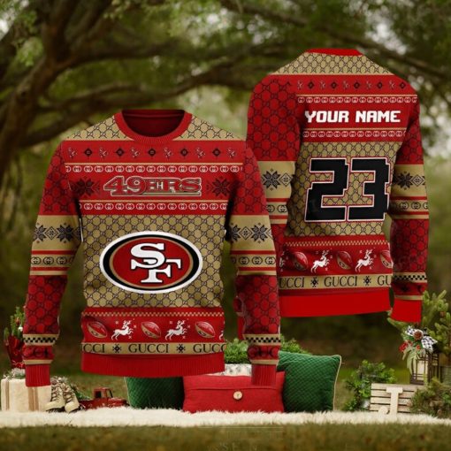 49ers Ugly Christmas Sweater Gucci Pattern San Francisco 49ers Gift