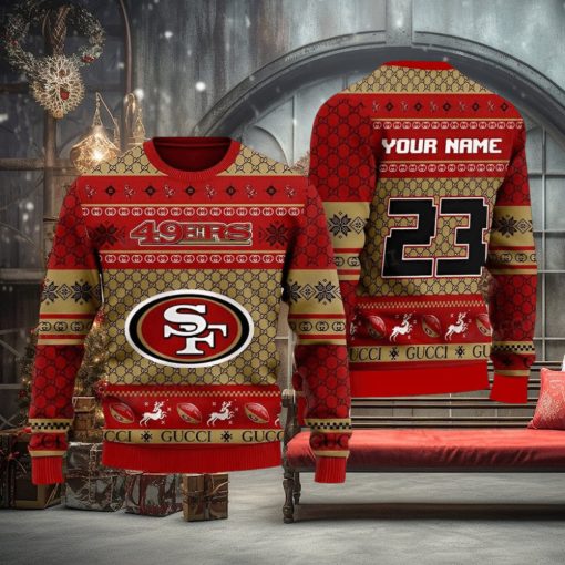 49ers Ugly Christmas Sweater Gucci Pattern San Francisco 49ers Gift