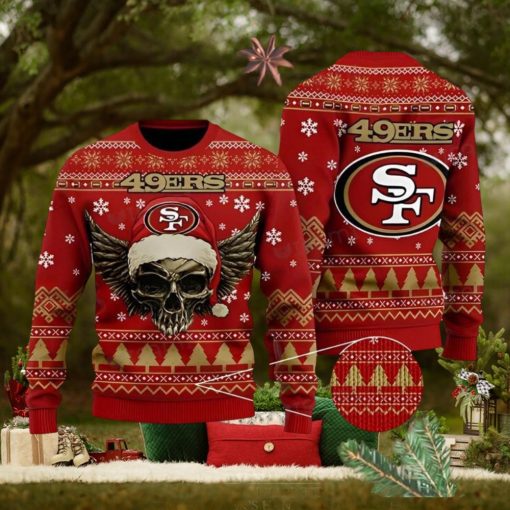 49ers Ugly Christmas Sweater Skull Wings San Francisco 49ers Gift