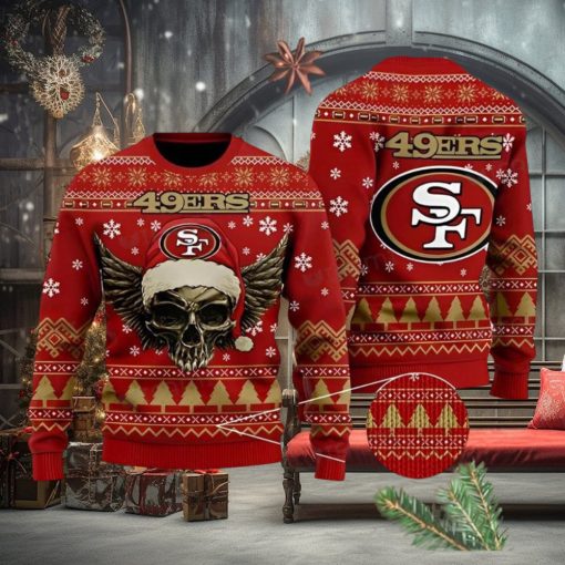 49ers Ugly Christmas Sweater Skull Wings San Francisco 49ers Gift