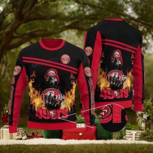 49ers Ugly Sweater Fire Death Holding Logo Ride On Die San Francisco 49ers Gift