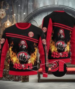49ers Ugly Sweater Fire Death Holding Logo Ride On Die San Francisco 49ers Gift