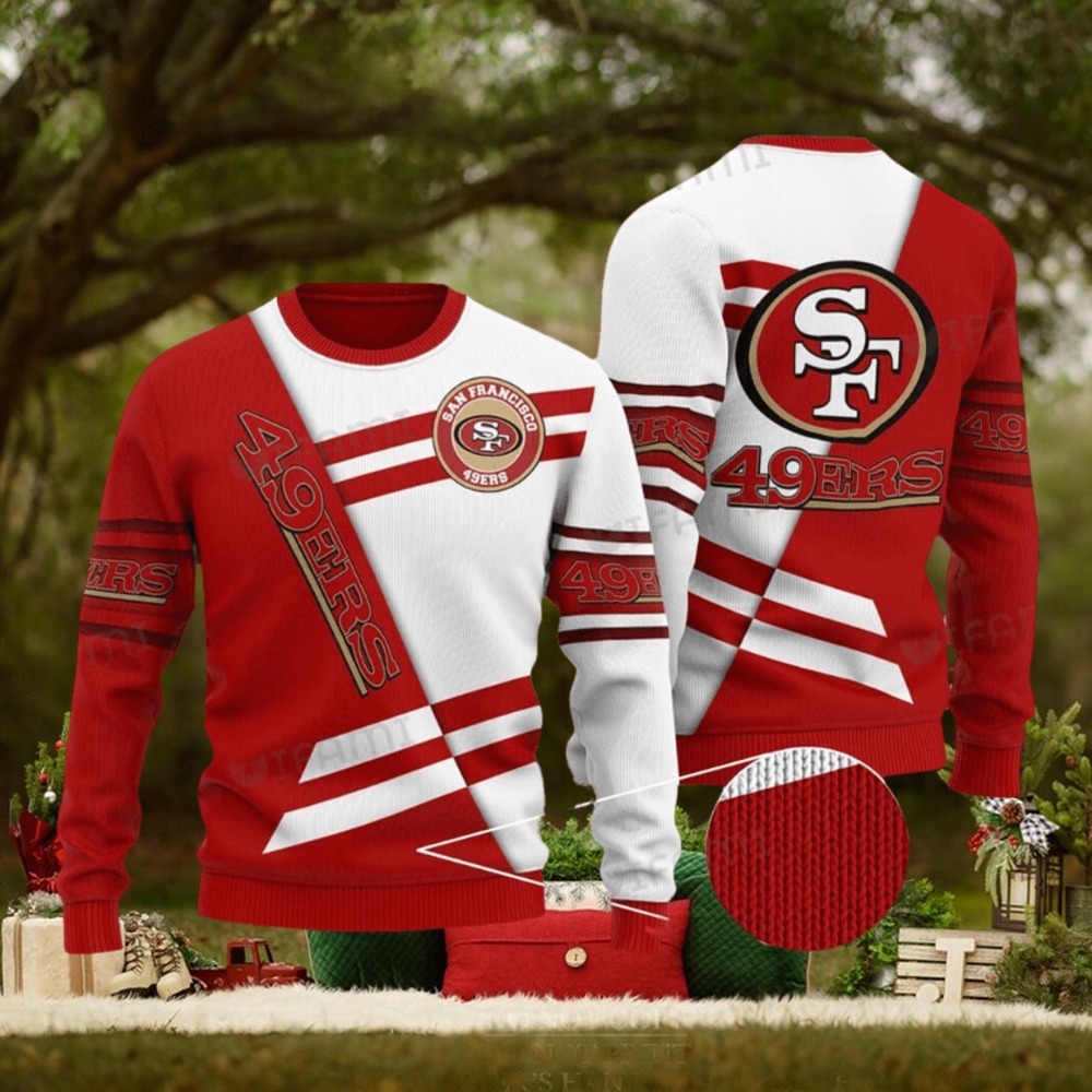 49ers Ugly Sweater White And Red San Francisco 49ers Gift 49ers Ugly Sweater White And Red San Francisco 49ers Gift