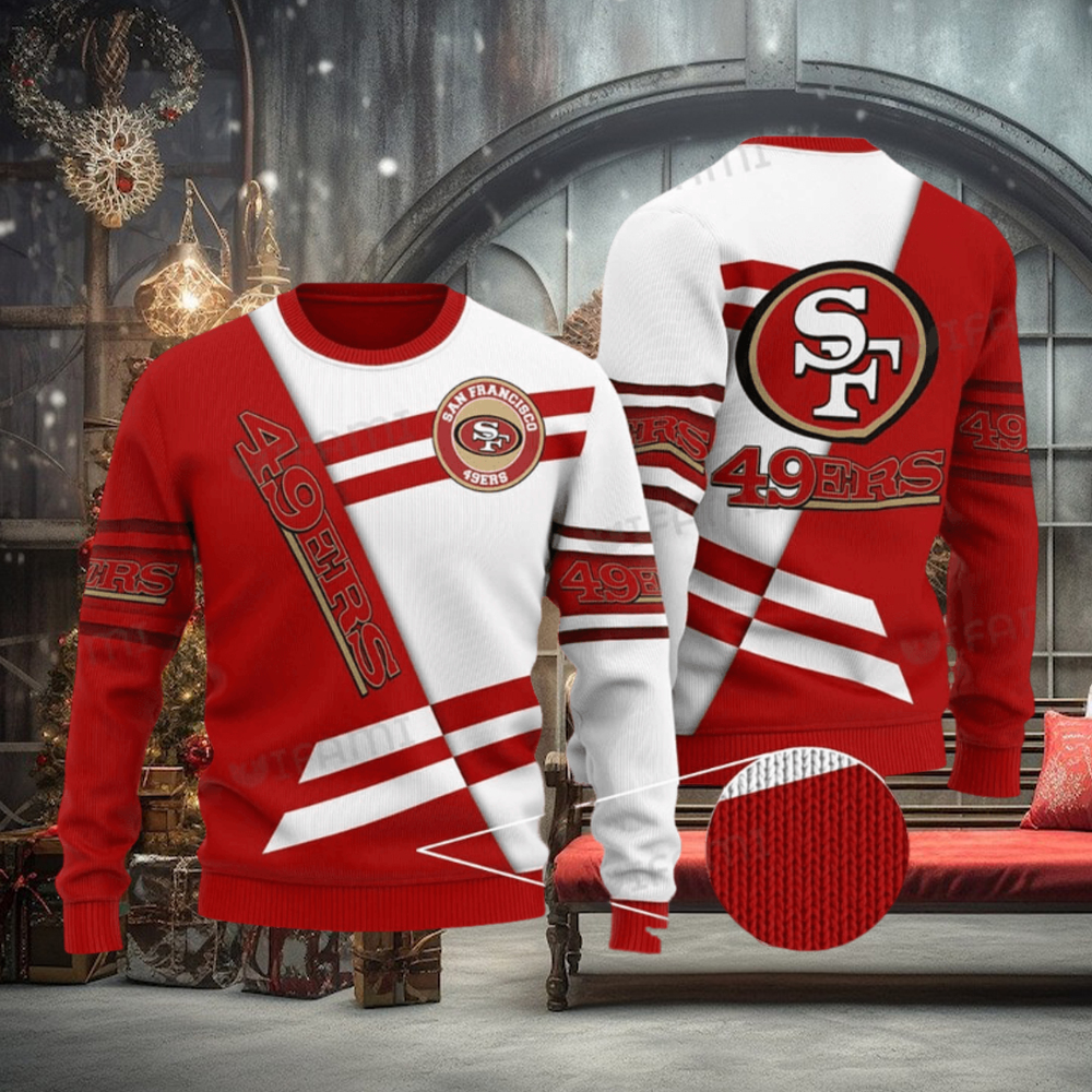 49ers Ugly Sweater White And Red San Francisco 49ers Gift 49ers Ugly Sweater White And Red San Francisco 49ers Gift