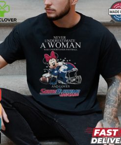 Never Underestimate A Woman Who Understands Football And Loves South Alabama Jaguars x Minnie Mouse T Shirt