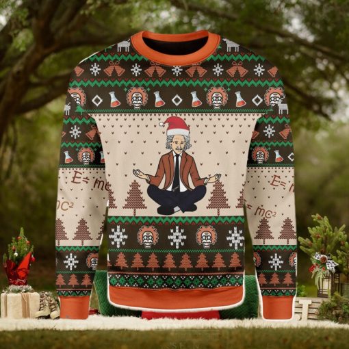 Einstein Doing Yoga Ugly Christmas Sweater Xmas Gift Men And Women Christmas Sweater