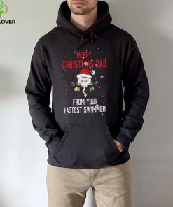 Funny Merry Christmas Dad From Your Fastest Swimmer Family Chrismas T Shirt2
