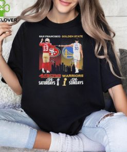 San Francisco 49Ers on Saturdays vs Golden State Warriors on Sundays Purdy and Cury Signatures Shirt