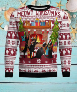 Black Cat Christmas Dancing Ugly Christmas Sweater