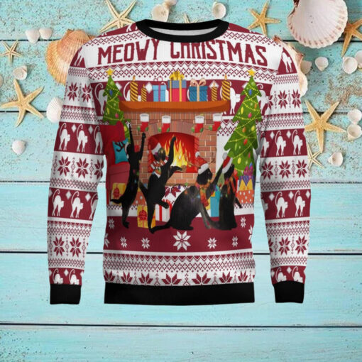 Black Cat Christmas Dancing Ugly Christmas Sweater