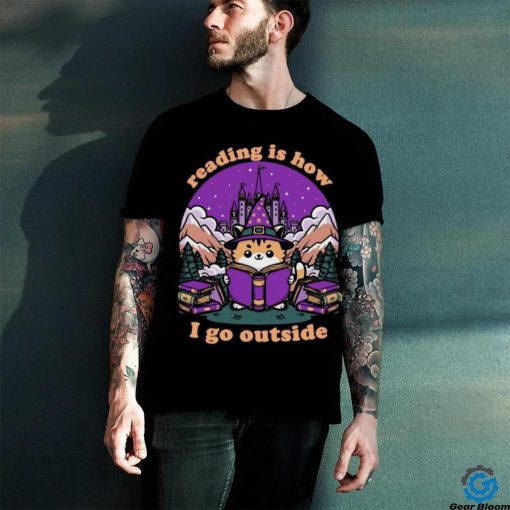 Reading Is How I Go Outside Magical Journey Cat Shirt