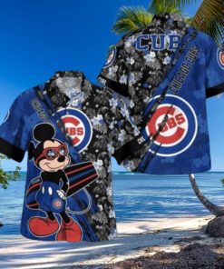 Chicago Cubs Mickey Mouse Floral Short Sleeve Hawaii Shirt