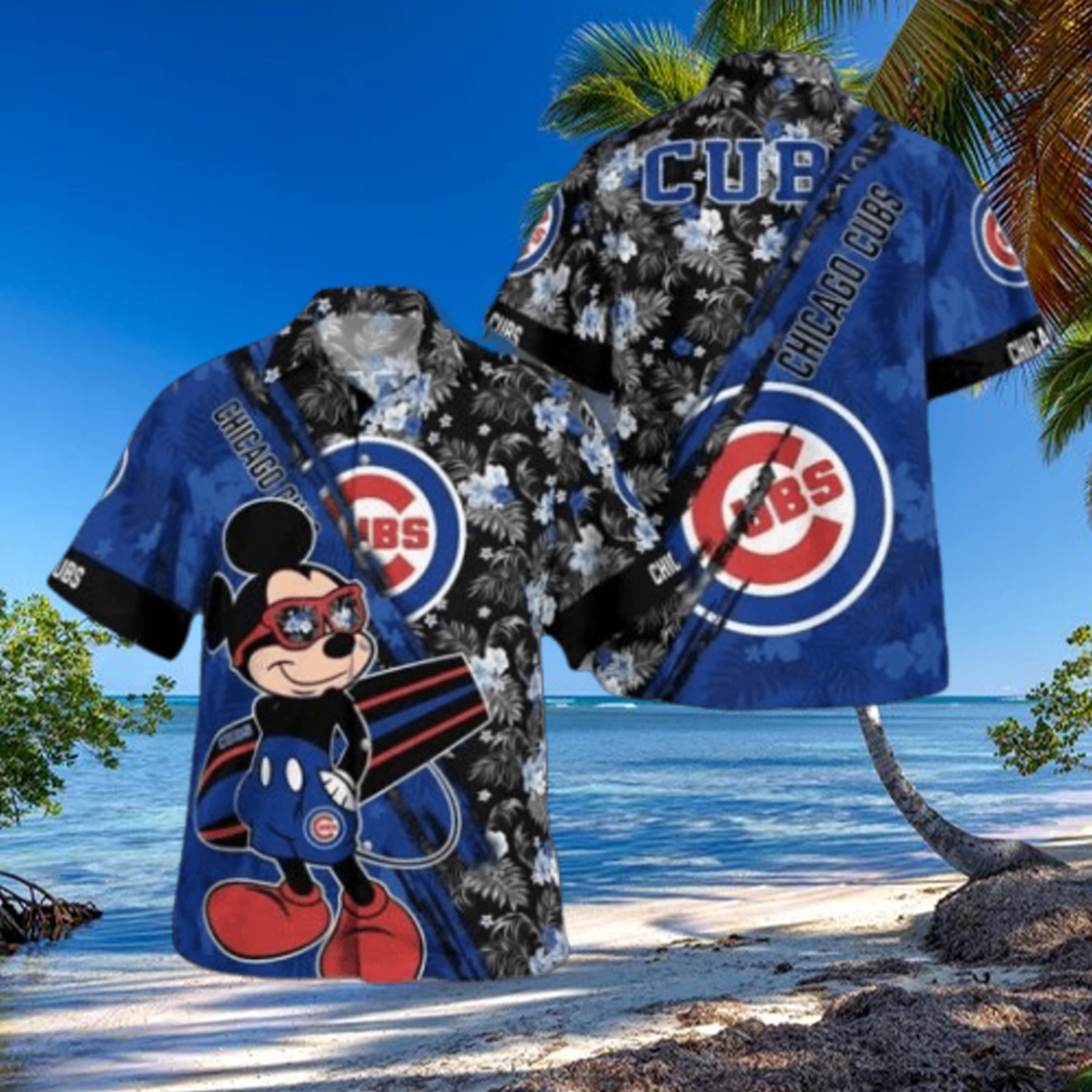 Chicago Cubs Mickey Mouse Floral Short Sleeve Hawaii Shirt Chicago Cubs Mickey Mouse Floral Short Sleeve Hawaii Shirt