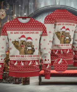Cat All I Want Are Good Beer And Good Friend Ugly Christmas 3D Sweater Gift For Men And Women
