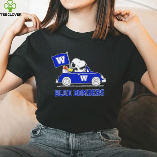 Snoopy drive a car Blue Bombers football flag logo gift hoodie, sweater, longsleeve, shirt v-neck, t-shirt