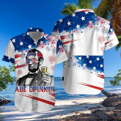 4th Of July Abe Drinking Hawaiian Shirt