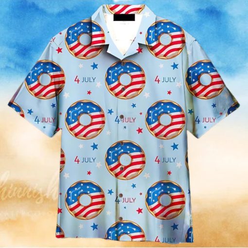 4th Of July Blue And Red Donuts Bun Hawaiian Shirt