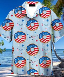 4th Of July Blue And Red Donuts Bun Hawaiian Shirt