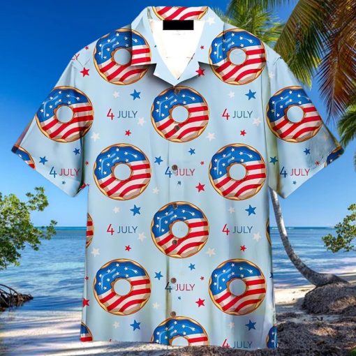 4th Of July Blue And Red Donuts Bun Hawaiian Shirt