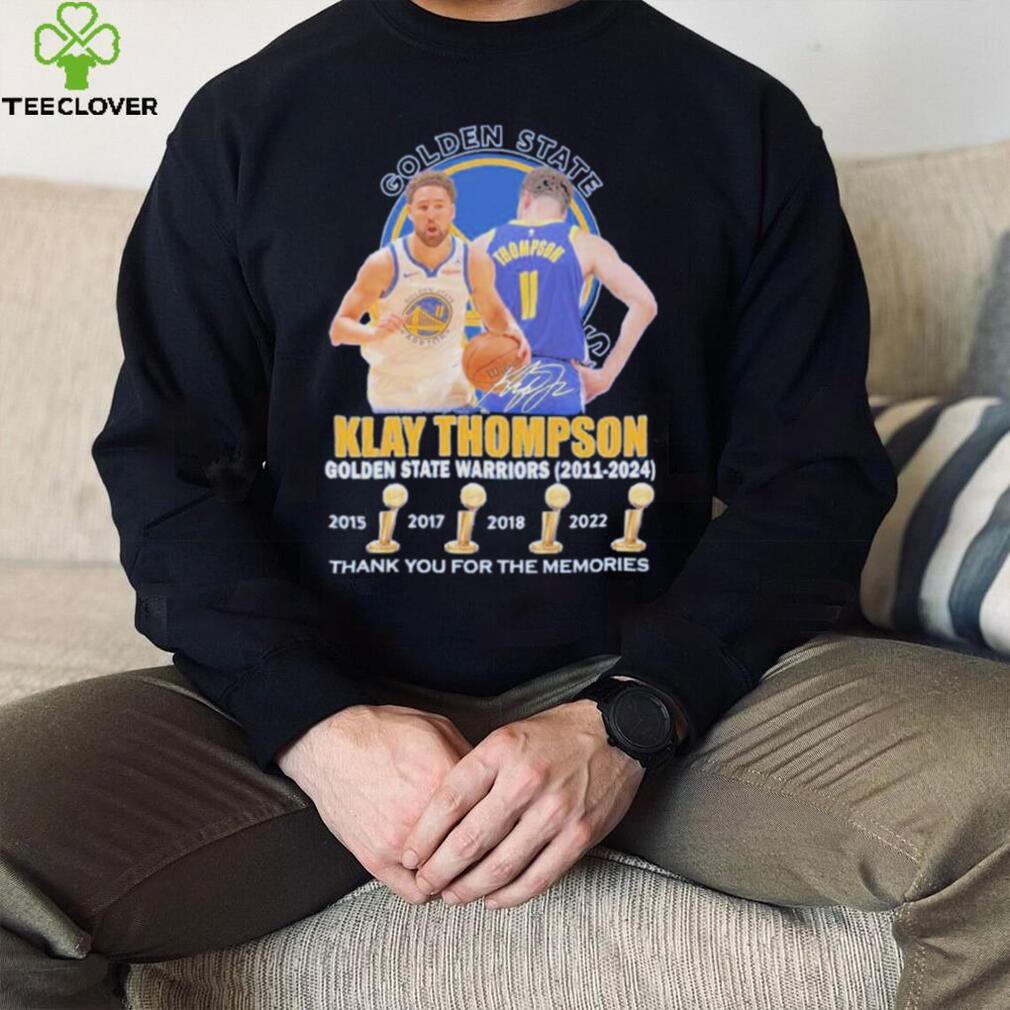 4x NBA Champions Klay Thompson 2011 2024 Golden State Warriors Thank You for the memories signature hoodie, sweater, longsleeve, shirt v-neck, t-shirt