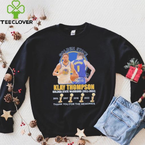 4x NBA Champions Klay Thompson 2011 2024 Golden State Warriors Thank You for the memories signature hoodie, sweater, longsleeve, shirt v-neck, t-shirt