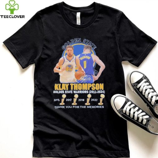 4x NBA Champions Klay Thompson 2011 2024 Golden State Warriors Thank You for the memories signature hoodie, sweater, longsleeve, shirt v-neck, t-shirt