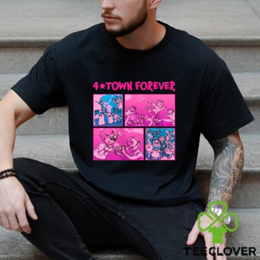 ”4★Town Forever”  for Girls – Turning Red T Shirt