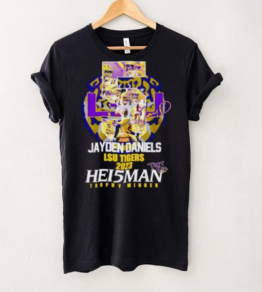 5 Jayden Daniels LSU Tigers 2023 Hei5man trophy winner signature hoodie, sweater, longsleeve, shirt v-neck, t-shirt