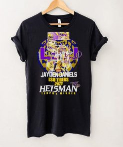 5 Jayden Daniels LSU Tigers 2023 Hei5man trophy winner signature hoodie, sweater, longsleeve, shirt v-neck, t-shirt