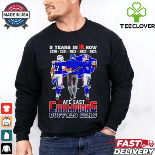 5 years in a row 2024 AFC Eastern Division Champions Buffalo Bills signatures shirt