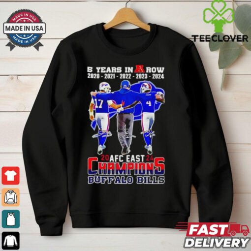 5 years in a row 2024 AFC Eastern Division Champions Buffalo Bills signatures shirt