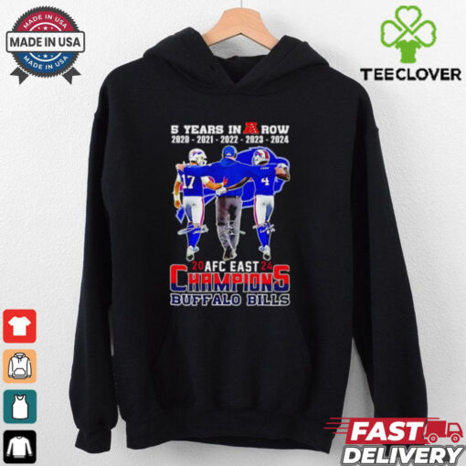 5 years in a row 2024 AFC Eastern Division Champions Buffalo Bills signatures shirt