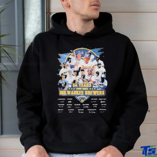 54 years 1989 2023 Milwaukee Brewers all team signatures sport shirt