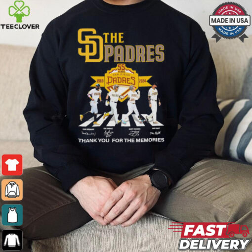 55 years San Diego Padres 1969 2024 thank you for the memories signatures hoodie, sweater, longsleeve, shirt v-neck, t-shirt