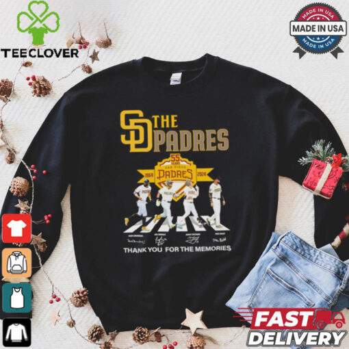 55 years San Diego Padres 1969 2024 thank you for the memories signatures hoodie, sweater, longsleeve, shirt v-neck, t-shirt