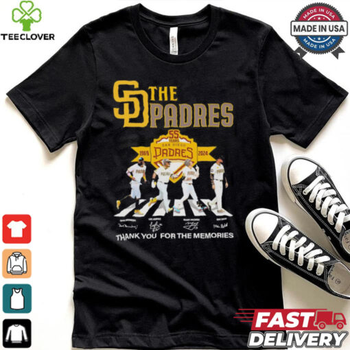 55 years San Diego Padres 1969 2024 thank you for the memories signatures hoodie, sweater, longsleeve, shirt v-neck, t-shirt