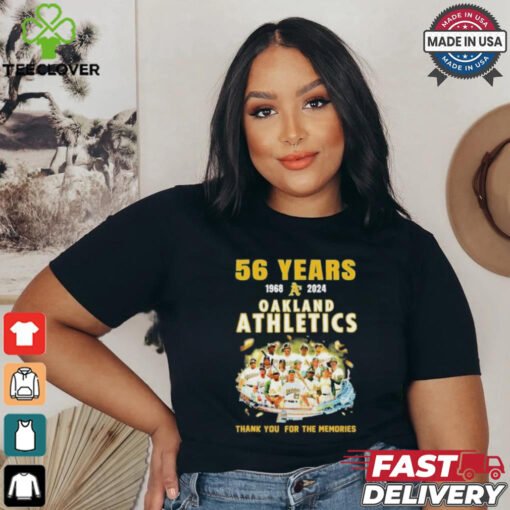 56 Years 1968 2024 Oakland Athletics Thank You For The Memories Shirt