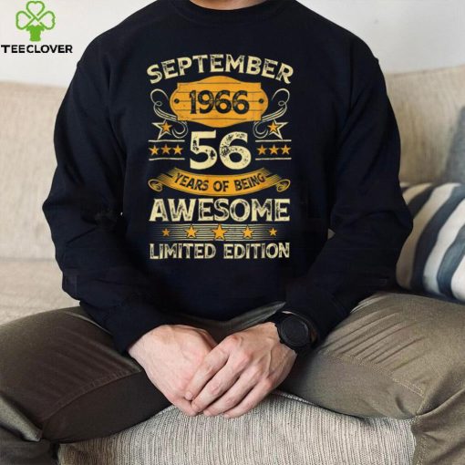 56 Years Old Gifts 56th Birthday Vintage September 1966 T Shirt