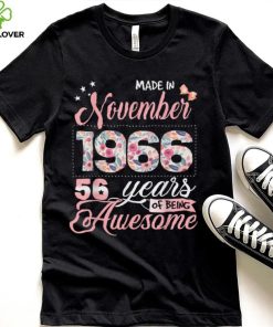 56th Birthday Floral Gift for Womens Born in November 1966 T Shirt