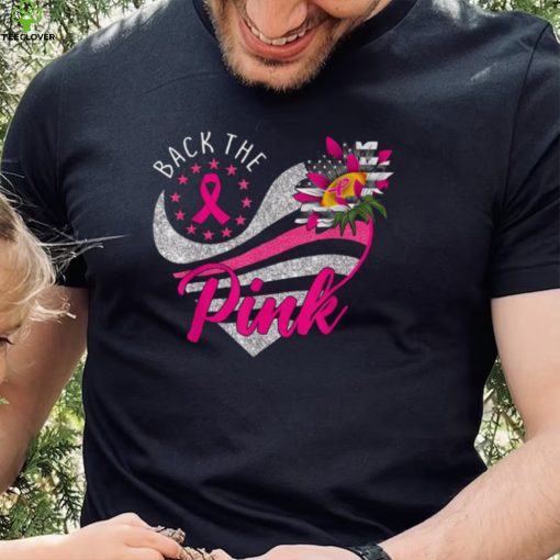 Back The Pink Ribbon Sunflower Heart Breast Cancer Awareness T Shirt