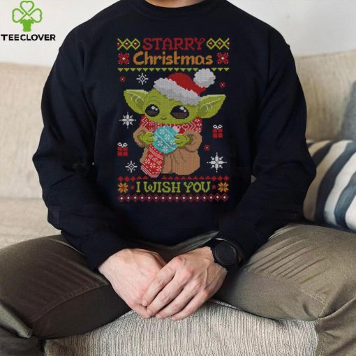 Baby Yoda Starry Christmas I wish you ugly Xmas 2022 shirt