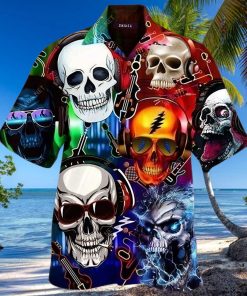 Buy Hawaiian Aloha Shirts Skull Music Lets Get High